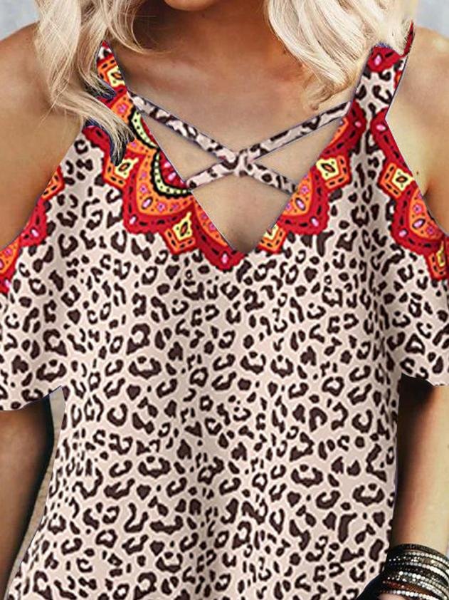 Fashion Strapless Leopard Print T-shirt - LuckyFash™