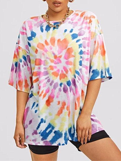 Fashion Street Print Tie-dye Short-sleeved T-shirt - LuckyFash™