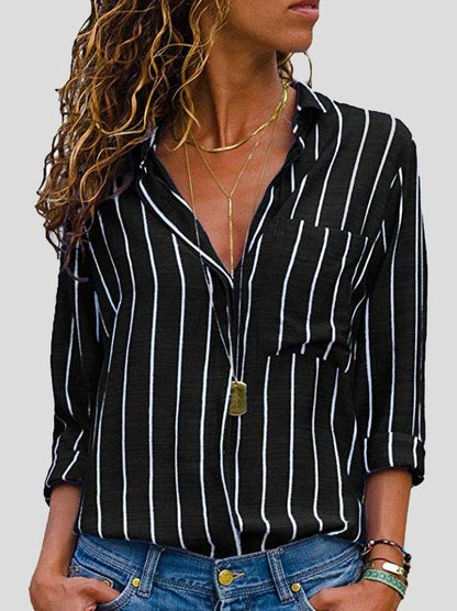 Fashion Striped Long Sleeve Lapel Shirt - LuckyFash™