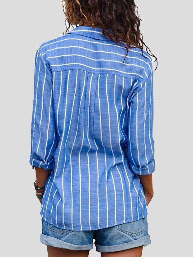 Fashion Striped Long Sleeve Lapel Shirt - LuckyFash™