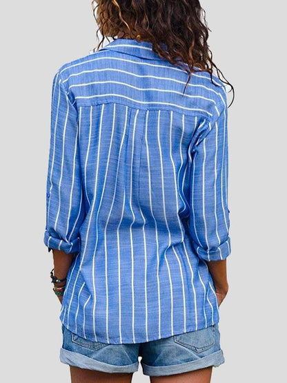 Fashion Striped Long Sleeve Lapel Shirt - LuckyFash™