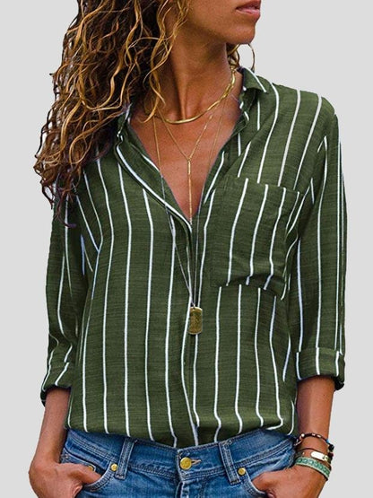 Fashion Striped Long Sleeve Lapel Shirt - LuckyFash™