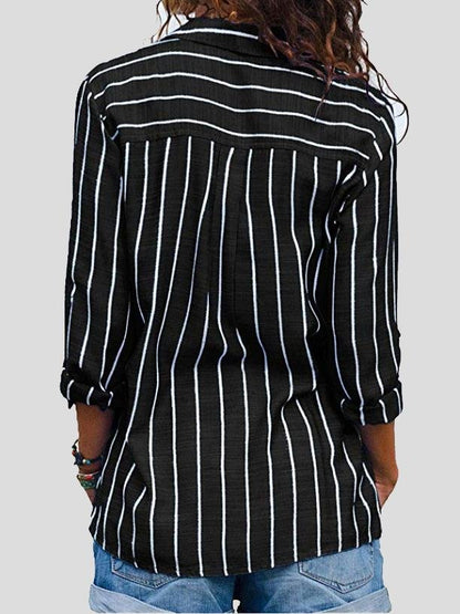 Fashion Striped Long Sleeve Lapel Shirt - LuckyFash™