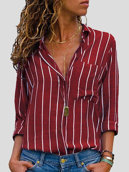 Fashion Striped Long Sleeve Lapel Shirt - LuckyFash™