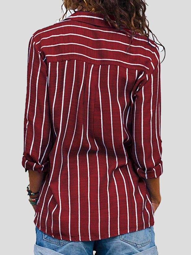 Fashion Striped Long Sleeve Lapel Shirt - LuckyFash™