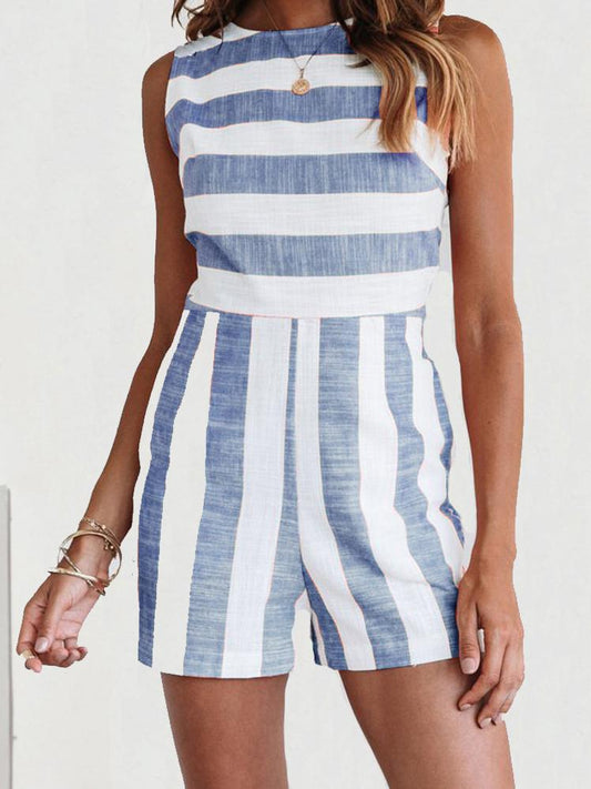 Fashion Striped Sleeveless Jumpsuit - LuckyFash™