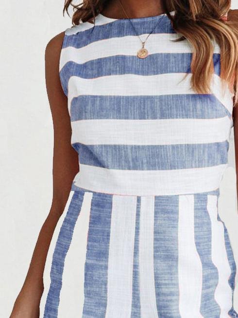 Fashion Striped Sleeveless Jumpsuit - LuckyFash™