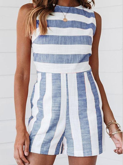Fashion Striped Sleeveless Jumpsuit - LuckyFash™