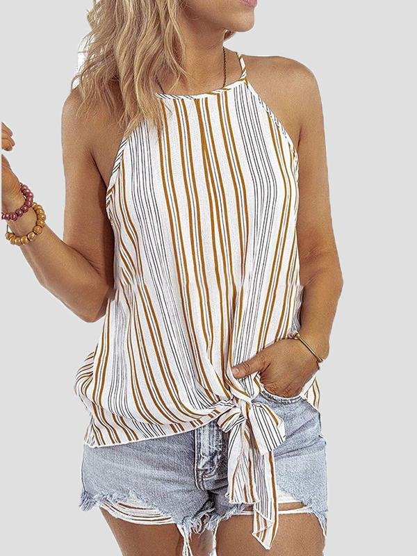 Fashion Striped Sling Off Shoulder Sleeveless Vest - LuckyFash™