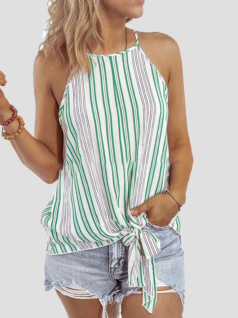 Fashion Striped Sling Off Shoulder Sleeveless Vest - LuckyFash™