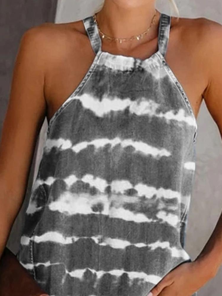 Fashion Striped Tie-dye Tie Sling Sleeveless - LuckyFash™