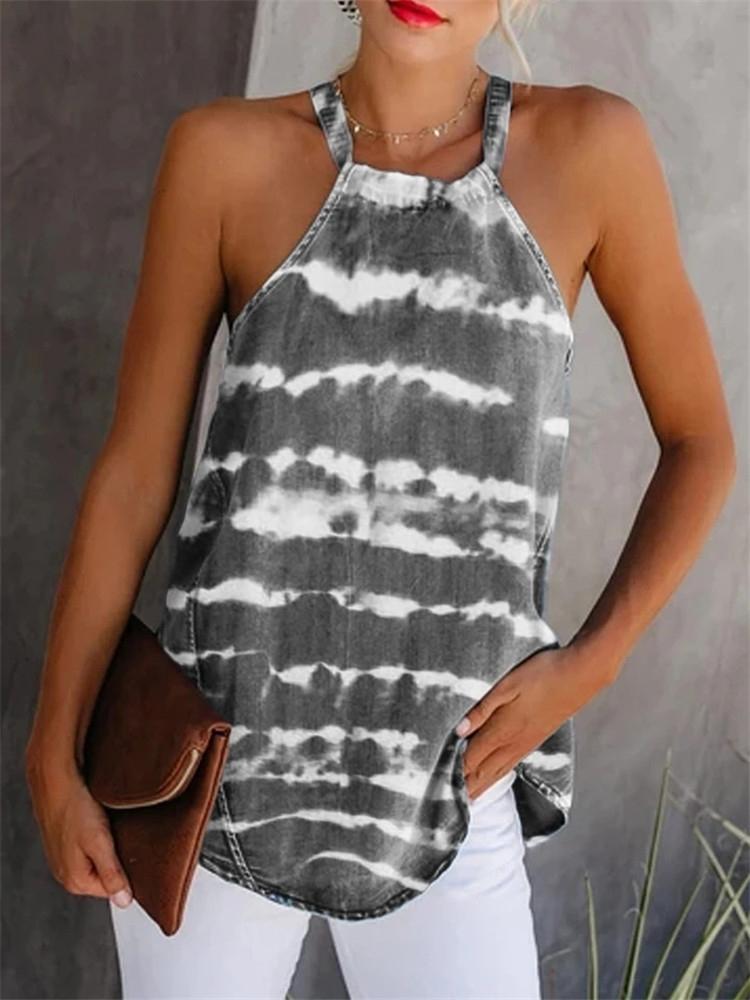 Fashion Striped Tie-dye Tie Sling Sleeveless - LuckyFash™