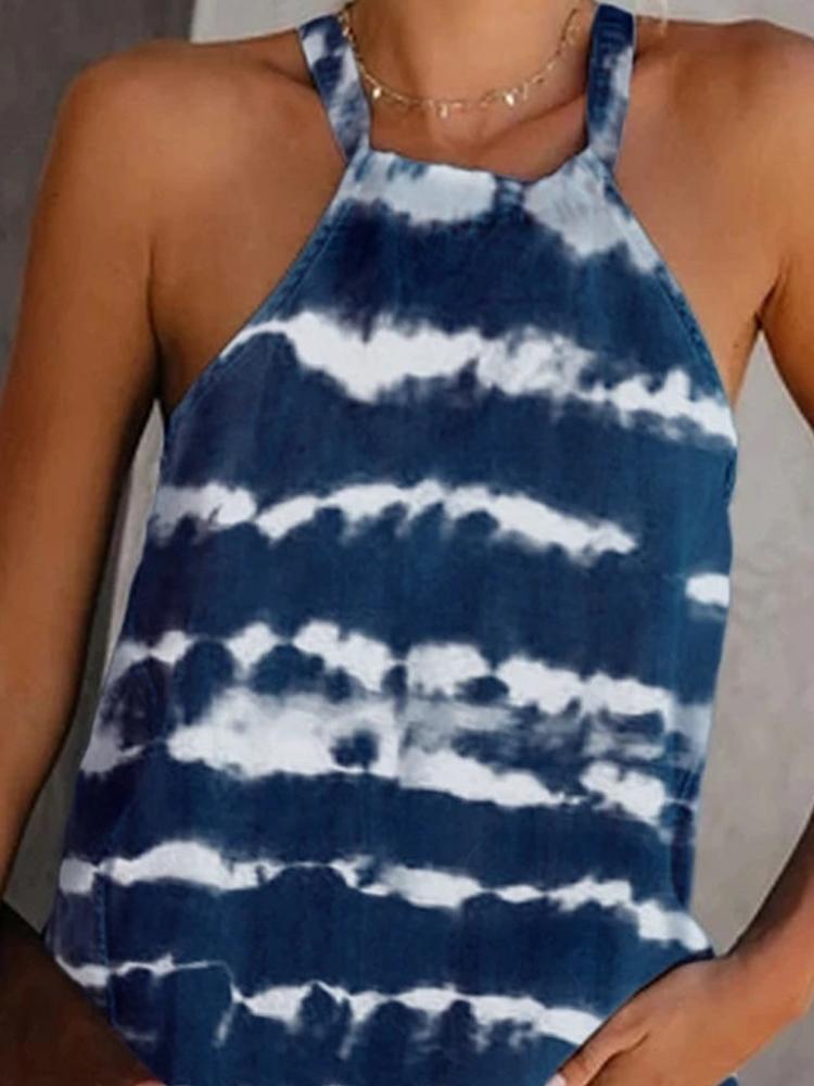 Fashion Striped Tie-dye Tie Sling Sleeveless - LuckyFash™