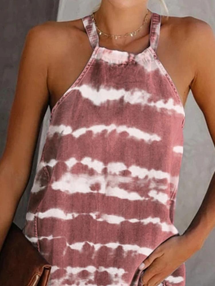Fashion Striped Tie-dye Tie Sling Sleeveless - LuckyFash™