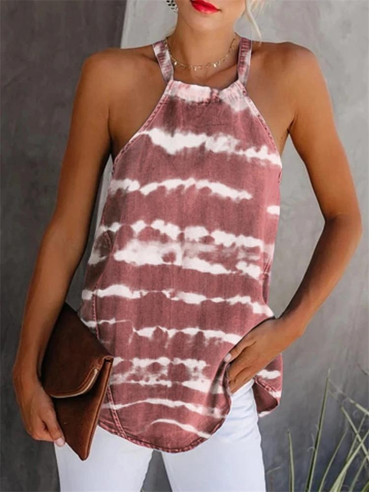 Fashion Striped Tie-dye Tie Sling Sleeveless - LuckyFash™