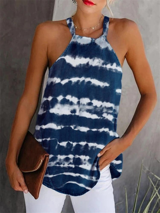 Fashion Striped Tie-dye Tie Sling Sleeveless - LuckyFash™