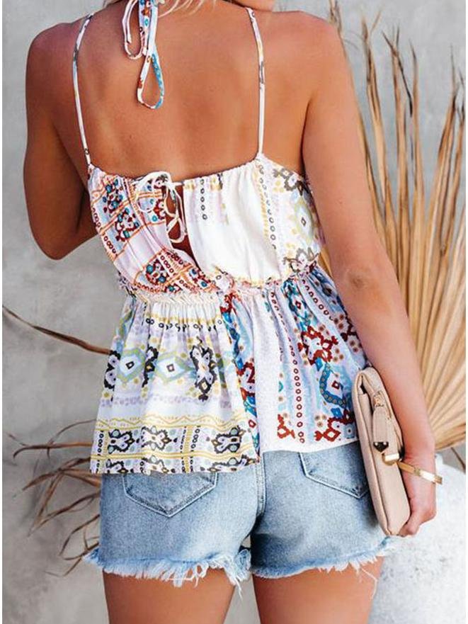 Fashion Summer Halter Print Sleeveless Vest - LuckyFash™