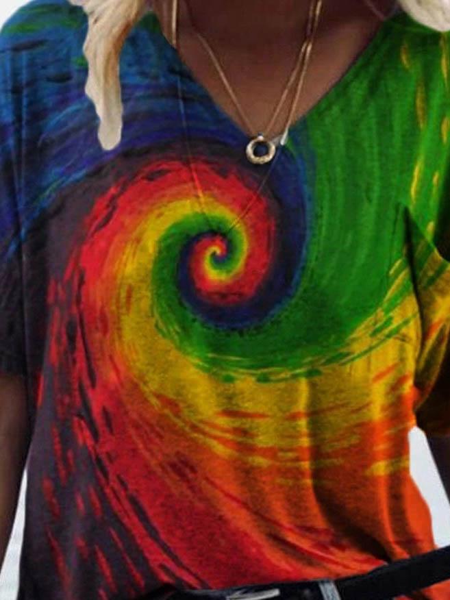 Fashion Sun Print V-neck T-shirt - LuckyFash™