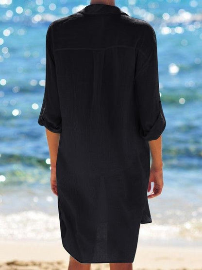Fashion Thin Pocket Beach Long-sleeved Blouse - LuckyFash™