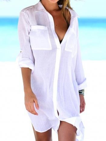 Fashion Thin Pocket Beach Long-sleeved Blouse - LuckyFash™