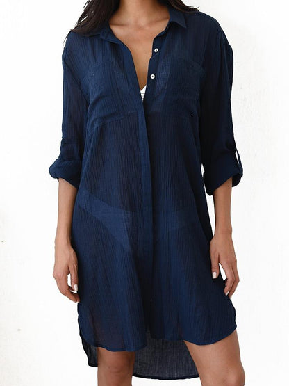 Fashion Thin Pocket Beach Long-sleeved Blouse - LuckyFash™