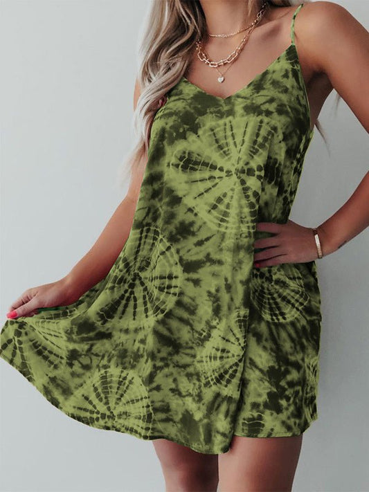 Fashion Tie-dye Sleeveless Suspender Dress - LuckyFash™