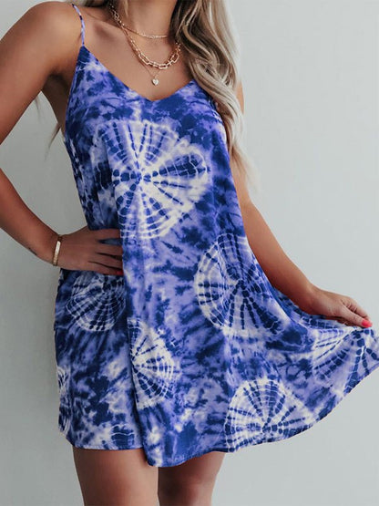 Fashion Tie-dye Sleeveless Suspender Dress - LuckyFash™