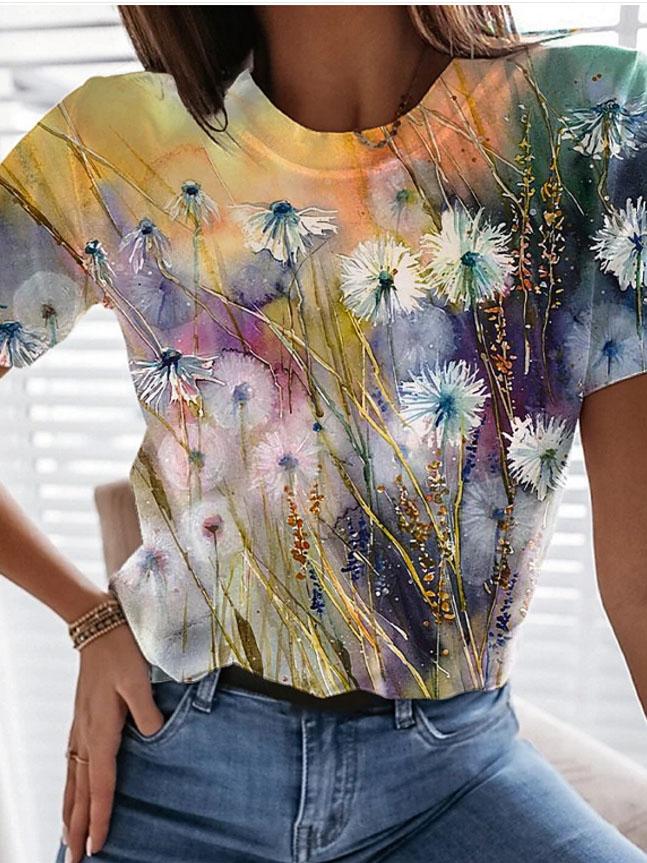 Fashion Tie-dye Variegated Print Short-sleeved Top - LuckyFash™