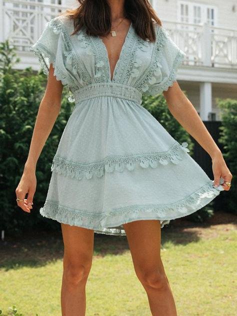 Fashion V-neck Bat Sleeve Dress - LuckyFash™