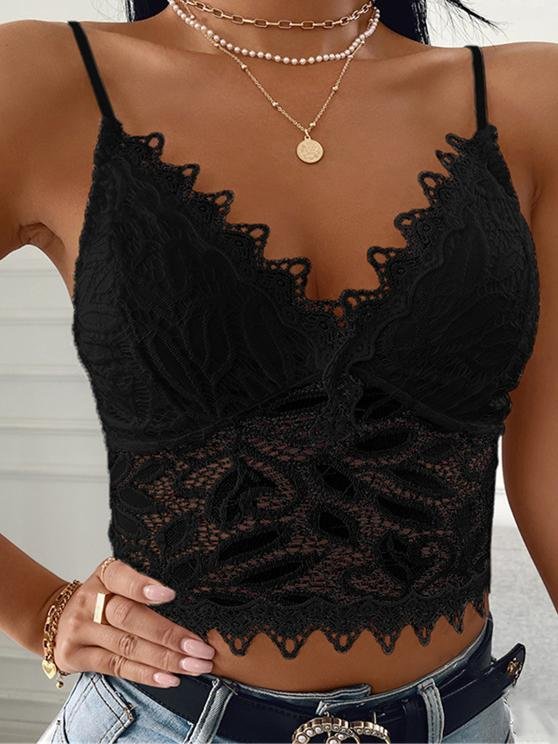 Fashion V-neck Lace Sling Sleeveless Vest - LuckyFash™