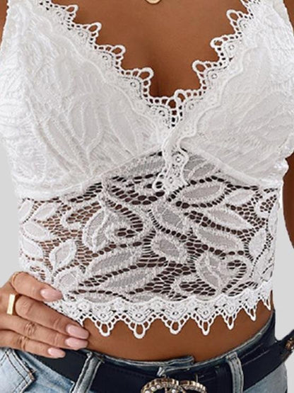 Fashion V-neck Lace Sling Sleeveless Vest - LuckyFash™