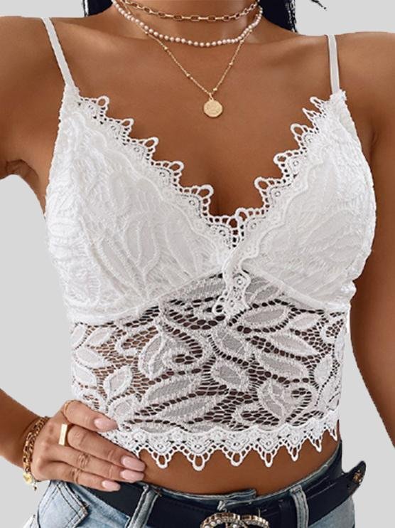 Fashion V-neck Lace Sling Sleeveless Vest - LuckyFash™