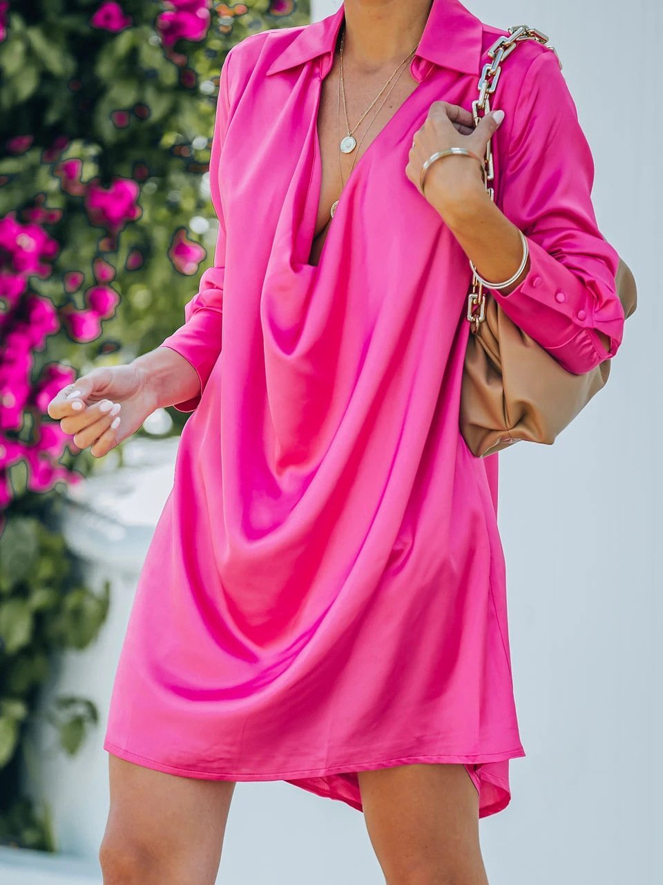 Fashion V-neck Long Sleeve Dress - LuckyFash™