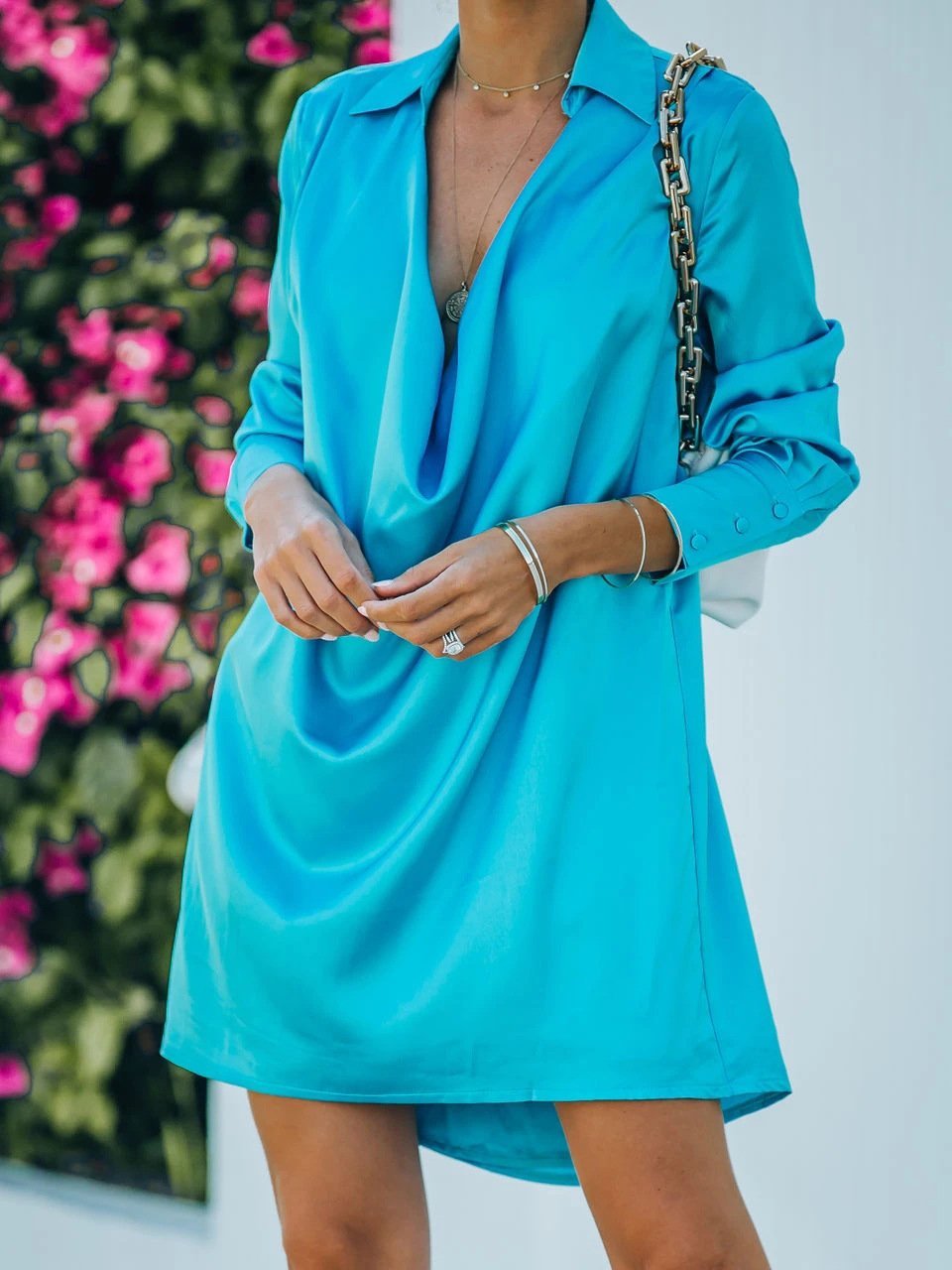 Fashion V-neck Long Sleeve Dress - LuckyFash™