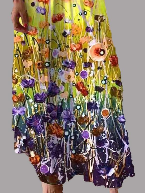 Fashion V-neck Print Suspender Dress - LuckyFash™