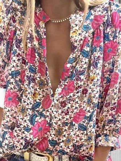 Fashion Women Printed V Neck Shirt - LuckyFash™