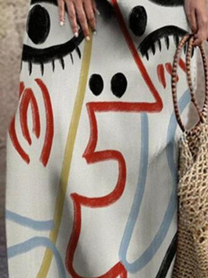 Fashionable Printed V Neck Maxi Dress - LuckyFash™