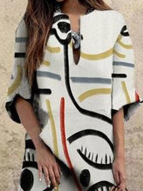 Fashionable Printed V Neck Maxi Dress - LuckyFash™