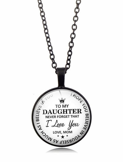 Women's necklace Fashion Street Letter Necklaces & To my Daughter Pendant Round Glass Necklaces / Sweater Chain Necklace - LuckyFash™