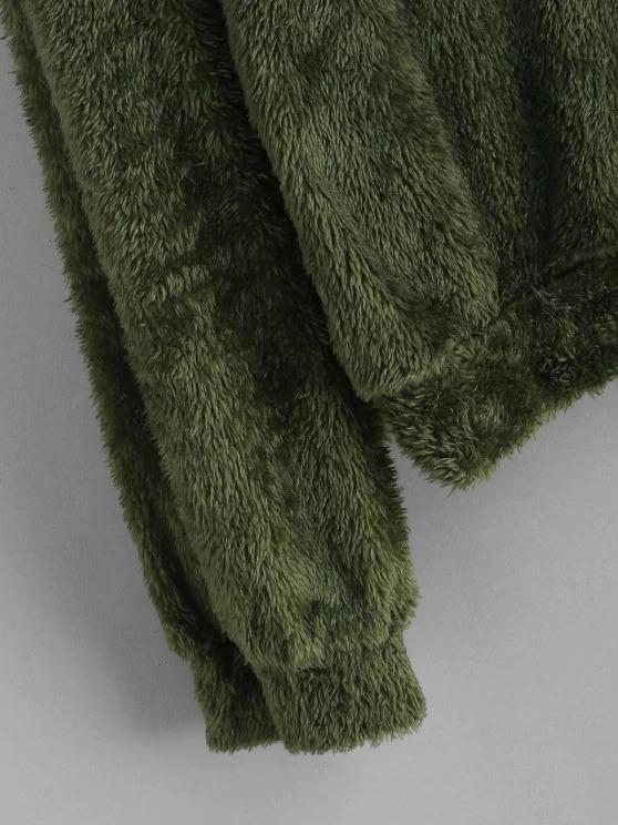 Faux Fur Colorblock Ribbed Neckline Sweatshirt - LuckyFash™