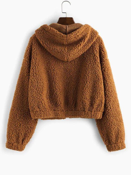 Faux Fur Drop Shoulder Hooded Coat - LuckyFash™