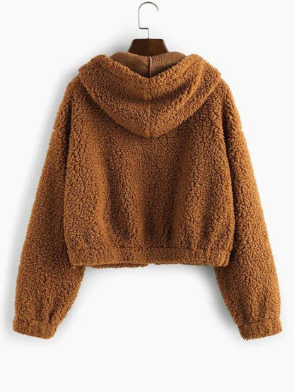 Faux Fur Drop Shoulder Hooded Coat - LuckyFash™