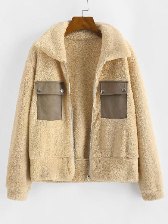 Faux Fur Flap Pocket Fluffy Zip Jacket - LuckyFash™