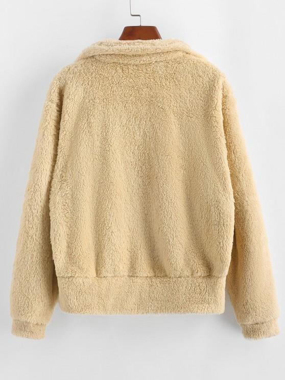 Faux Fur Flap Pocket Fluffy Zip Jacket - LuckyFash™