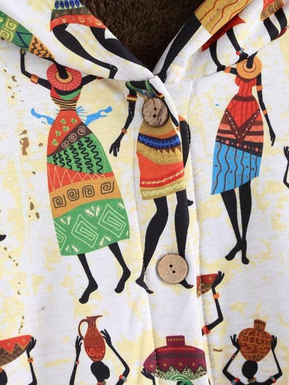 Faux Fur Lined Indian Print High Low Coat - LuckyFash™