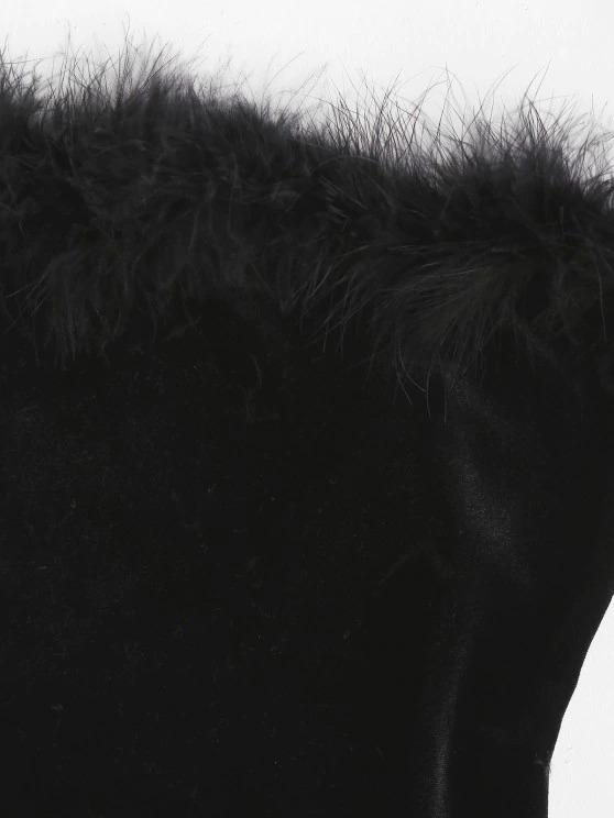 Faux Fur Panel Velvet Strapless Bodysuit - LuckyFash™