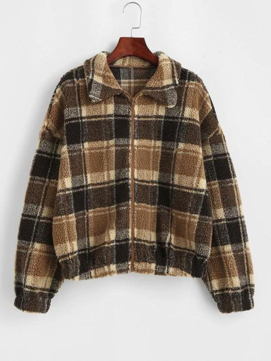 Faux Fur Plaid Teddy Jacket - LuckyFash™