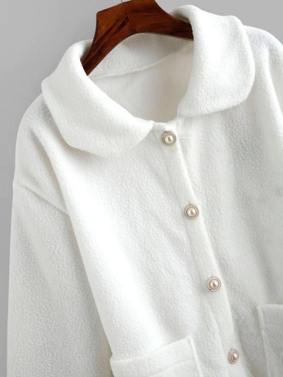 Faux Fur Pocket Button Up Coat - LuckyFash™