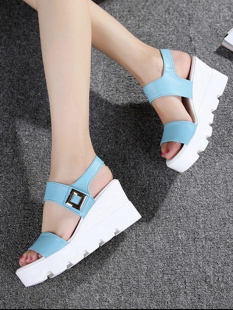 Faux Leather Platform Sandals with Cleated Platform - LuckyFash™