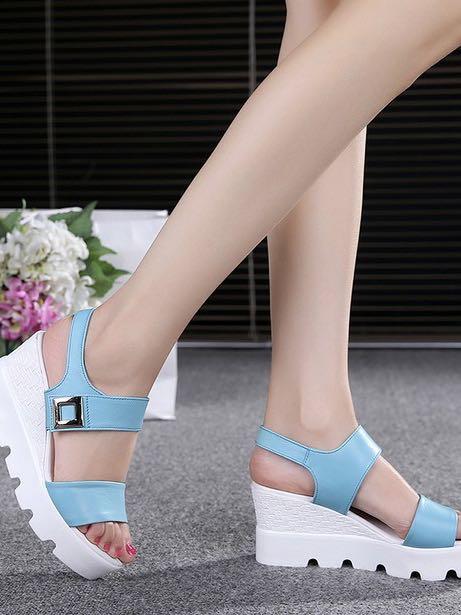 Faux Leather Platform Sandals with Cleated Platform - LuckyFash™